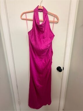 Vici Fuchsia Halter Cowl Maxi Dress